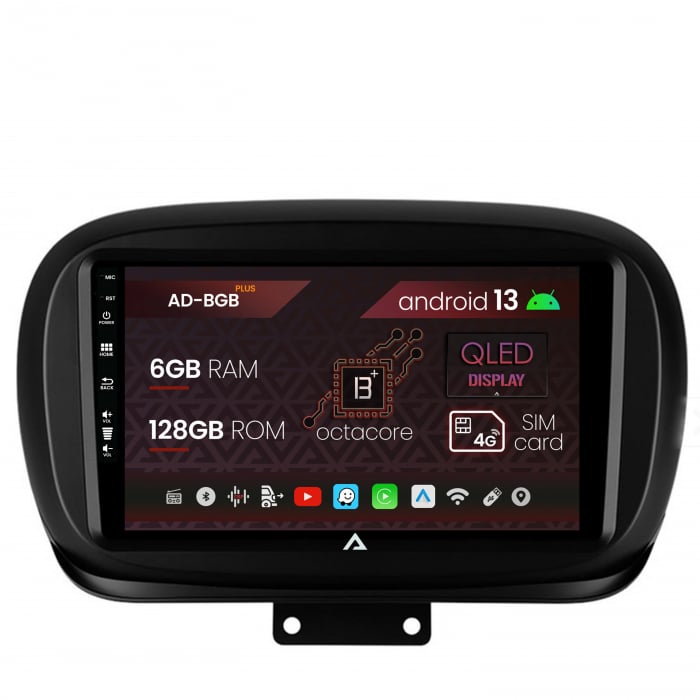 Navigatie Fiat 500X (2014-2020), Android 13, B-Octacore   6GB RAM + 128GB ROM, 9 Inch - AD-BGB9006+AD-BGRKIT362