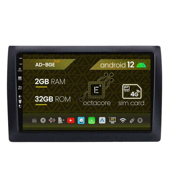 Navigatie Fiat Stilo Android 12, E-Octacore 2GB RAM + 32GB ROM, 9 Inch - AD-BGE9002+AD-BGRKIT356V2