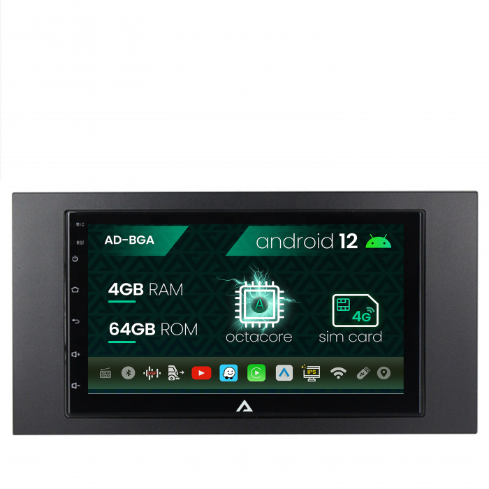 Navigatie Ford 2DIN, Android 13, A-Octacore 4GB RAM + 64GB ROM, 7 Inch - AD-BGA1004+AD-BGRFR0012DIN