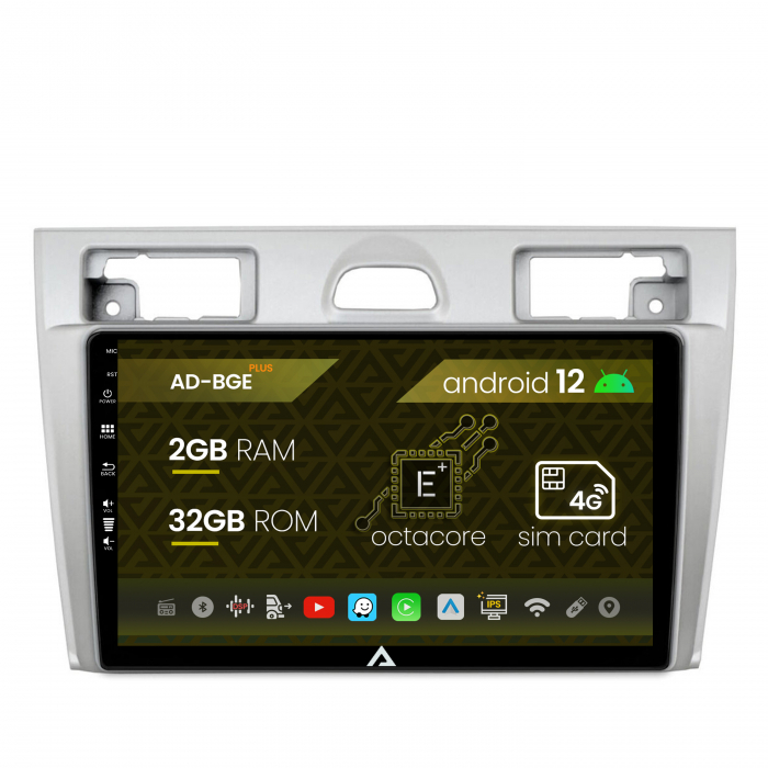 Navigatie Ford Fiesta (2002-2008), Android 12, E-Octacore 2GB RAM + 32GB ROM, 9 inch - AD-BGE9002+AD-BGRKIT143