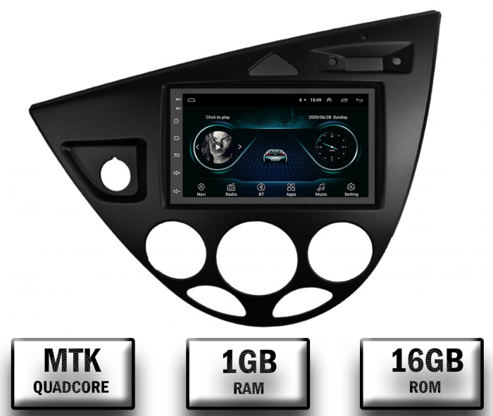 Navigatie Ford Focus 1 (1998-2004), Android 10, P-Quadcore 1GB RAM + 16GB ROM, 7 Inch - AD-BGP1001+AD-BGRFR036