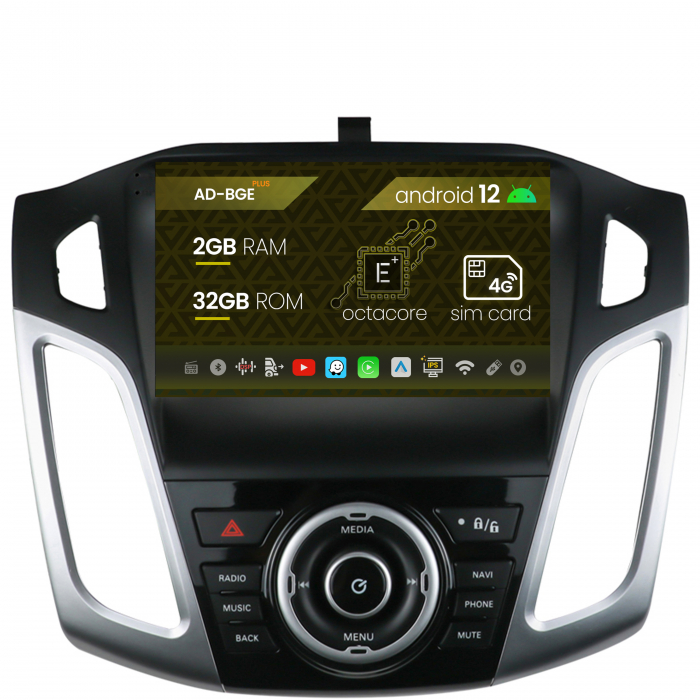 Navigatie Ford Focus 3 (2011-2019), Android 12, E-Octacore 2GB RAM + 32GB ROM, 9 Inch - AD-BGE9002+AD-BGRKIT144