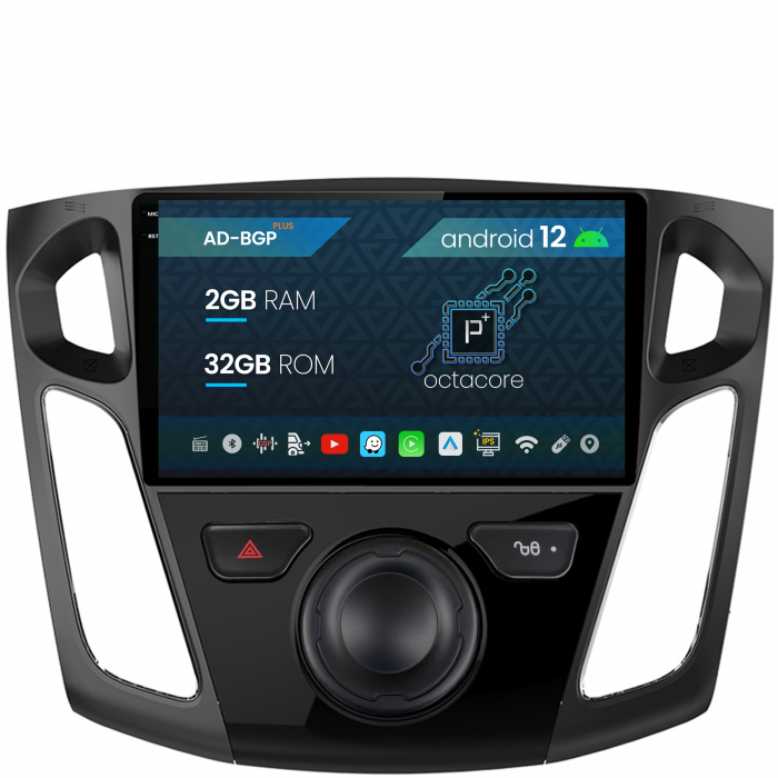 Navigatie Ford Focus 3 (2011-2019), Android 12, P-Octacore   2GB RAM + 32GB ROM, 9 Inch - AD-BGP9002+AD-BGRKIT115