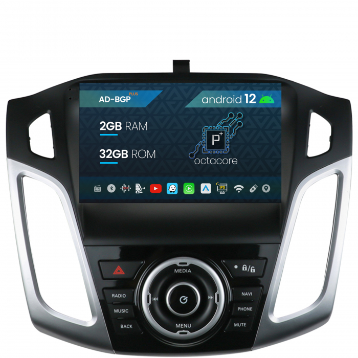 Navigatie Ford Focus 3 (2011-2019), Android 12, P-Octacore   2GB RAM + 32GB ROM, 9 Inch - AD-BGP9002+AD-BGRKIT144