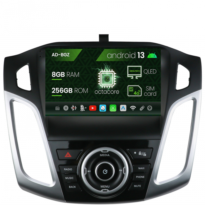 Navigatie Ford Focus 3 (2011-2019), Android 13, Z-Octacore 8GB RAM + 256GB ROM, 9 Inch - AD-BGZ9008+AD-BGRKIT144