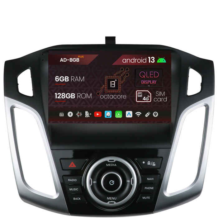 Navigatie Ford Focus 3 (2011-2019), Android 13, B-Octacore 6GB RAM + 128GB ROM, 9 Inch - AD-BGB9006+AD-BGRKIT144