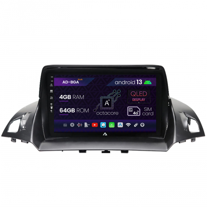 Navigatie Ford Kuga   C-Max (2013-2018), Android 13, A-Octacore   4GB RAM + 64GB ROM, 9 Inch - AD-BGA9004+AD-BGRKIT114