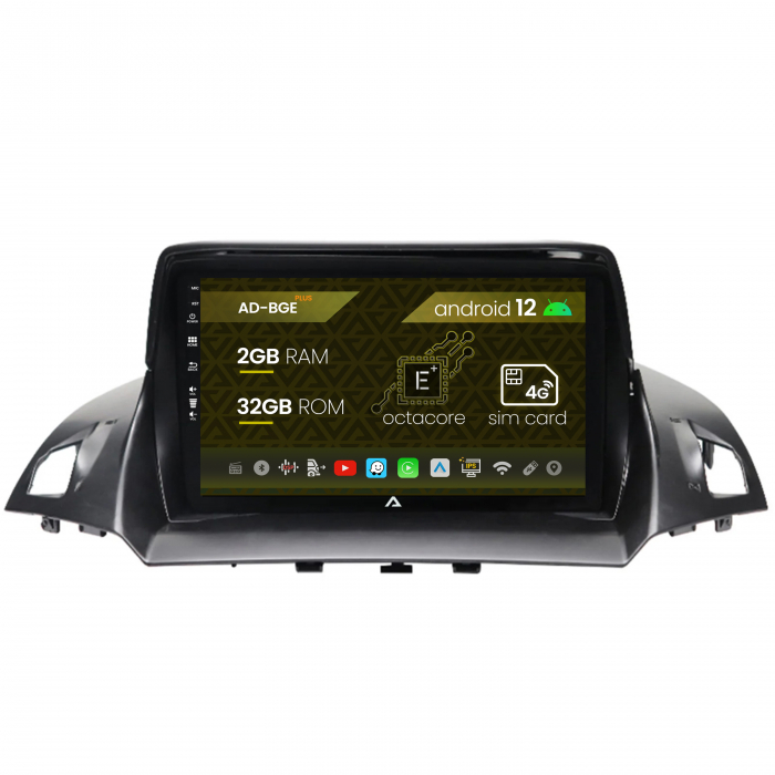 Navigatie Ford Kuga C-Max (2013-2018), Android 12, E-Octacore 2GB RAM + 32GB ROM, 9 Inch - AD-BGE9002+AD-BGRKIT114