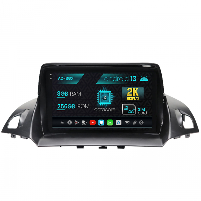 Navigatie Ford Kuga   C-Max (2013-2018), Android 13, X-Octacore   8GB RAM + 256GB ROM, 9.5 Inch - AD-BGX9008+AD-BGRKIT114