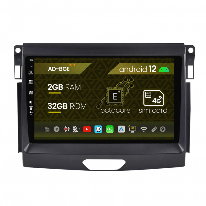 Navigatie Ford Ranger (2015-2020), Android 12, E-Octacore   2GB RAM + 32GB ROM, 9 Inch - AD-BGE9002+AD-BGRKIT120