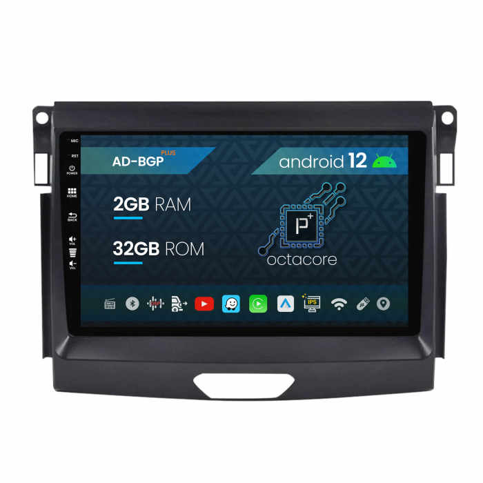 Navigatie Ford Ranger (2015-2020), Android 12, P-Octacore   2GB RAM + 32GB ROM, 9 Inch - AD-BGP9002+AD-BGRKIT120