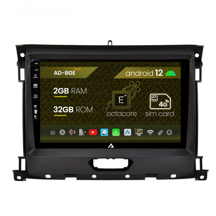 Navigatie Ford Ranger (2015-2022), Android 12, E-Octacore   2GB RAM + 32GB ROM, 9 Inch - AD-BGE9002+AD-BGRKIT120V2