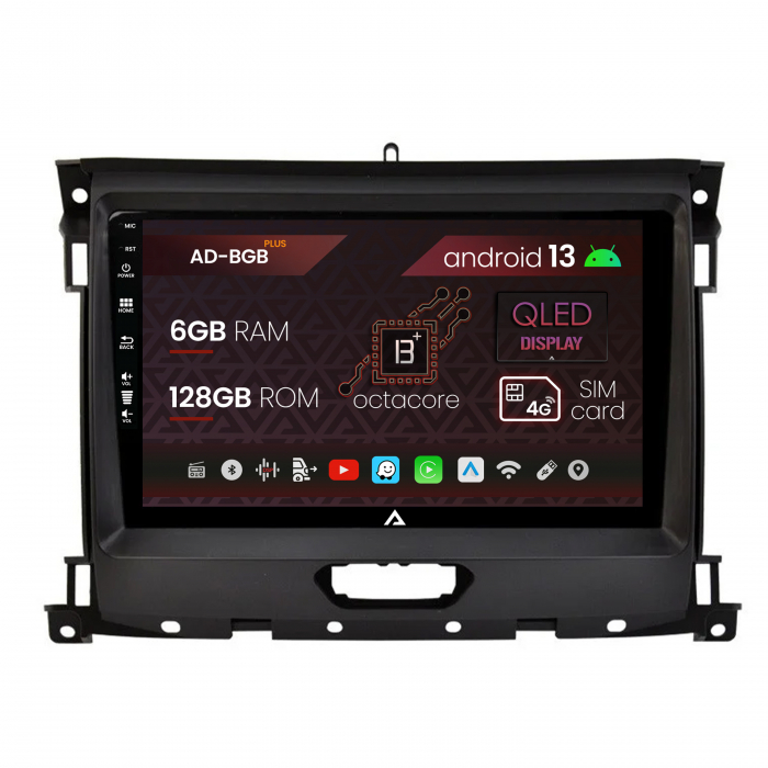 Navigatie Ford Ranger (2015-2022), Android 13, B-Octacore   6GB RAM + 128GB ROM, 9 Inch - AD-BGB9006+AD-BGRKIT120V2