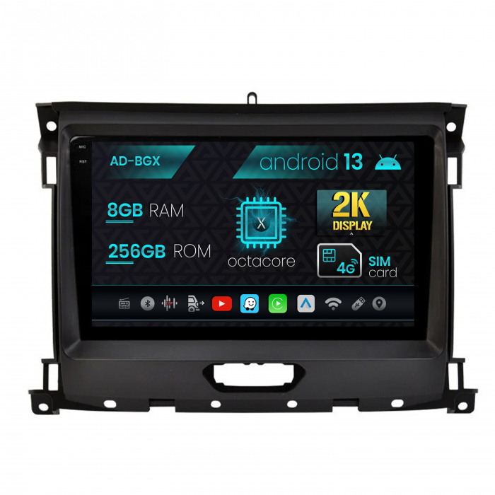Navigatie Ford Ranger (2015-2022), Android 13, X-Octacore   8GB RAM + 256GB ROM, 9.5 Inch - AD-BGX9008+AD-BGRKIT120V2