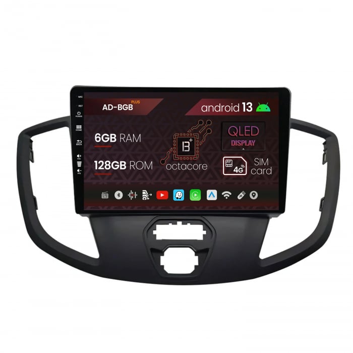 Navigatie Ford Transit (2014-2020), Android 13, B-Octacore 6GB RAM + 128GB ROM, 9 Inch - AD-BGB9006+AD-BGRKIT123V2