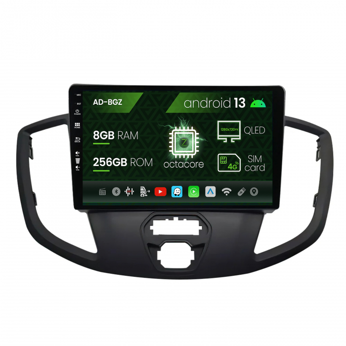 Navigatie Ford Transit (2014-2020), Android 13, Z-Octacore   8GB RAM + 256GB ROM, 9 Inch - AD-BGZ9008+AD-BGRKIT123V2