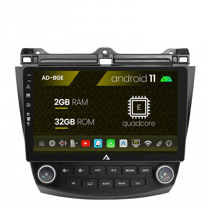 Navigatie Honda Accord 7 (2005-2008), Android 11, E-Quadcore 2GB RAM + 32GB ROM, 10.1 Inch - AD-BGE10002+AD-BGRKIT012