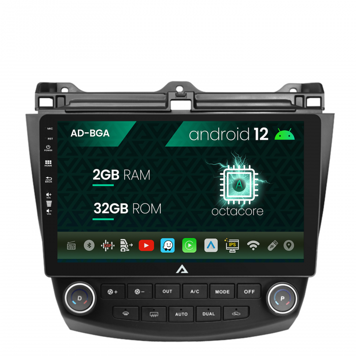 Navigatie Honda Accord 7 (2005-2008), Android 13, A-Octacore   2GB RAM + 32GB ROM, 10.1 Inch - AD-BGA10002+AD-BGRKIT012