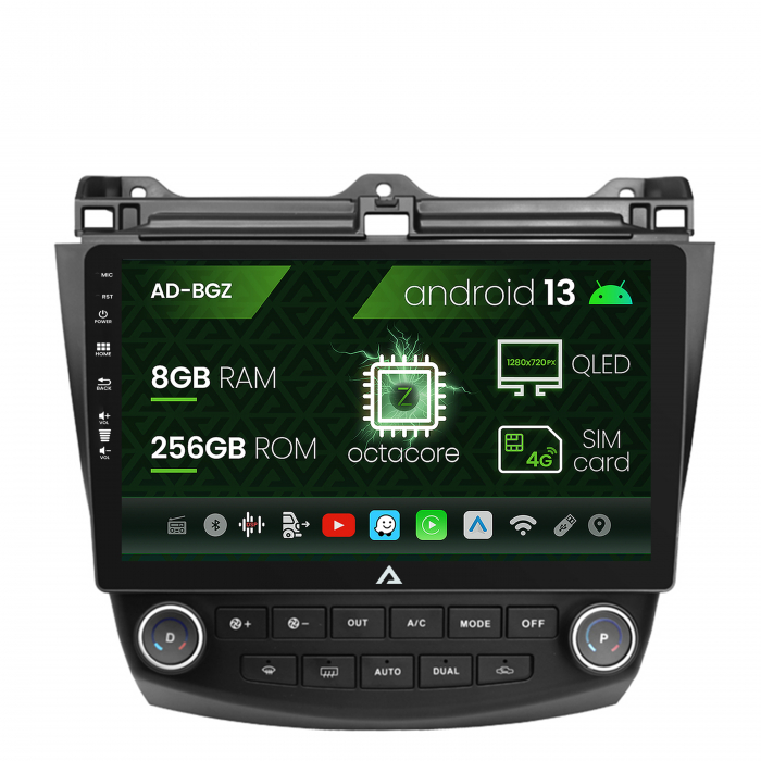 Navigatie Honda Accord 7 (2005-2008), Android 13, Z-Octacore 8GB RAM + 256GB ROM, 10.1 Inch - AD-BGZ10008+AD-BGRKIT012