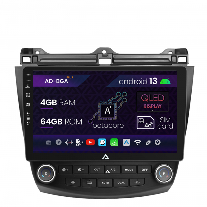 Navigatie Honda Accord 7 (2005-2008), Android 13, A-Octacore 4GB RAM + 64GB ROM, 10.1 Inch - AD-BGA10004+AD-BGRKIT012