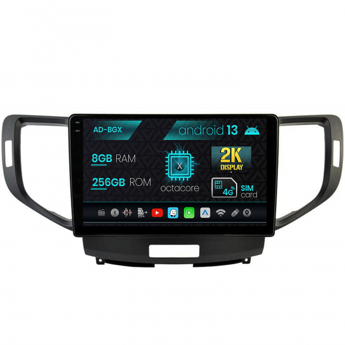 Navigatie Honda Accord VIII (2008-2012), Android 13, X-Octacore 8GB RAM + 256GB ROM, 10.36 Inch - AD-BGX10008+AD-BGRKIT005V2