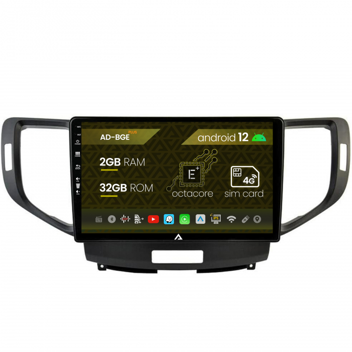 Navigatie Honda Accord VIII (2008-2012), Android 12, E-Octacore   2GB RAM + 32GB ROM, 10.1 Inch - AD-BGE10002+AD-BGRKIT005V2