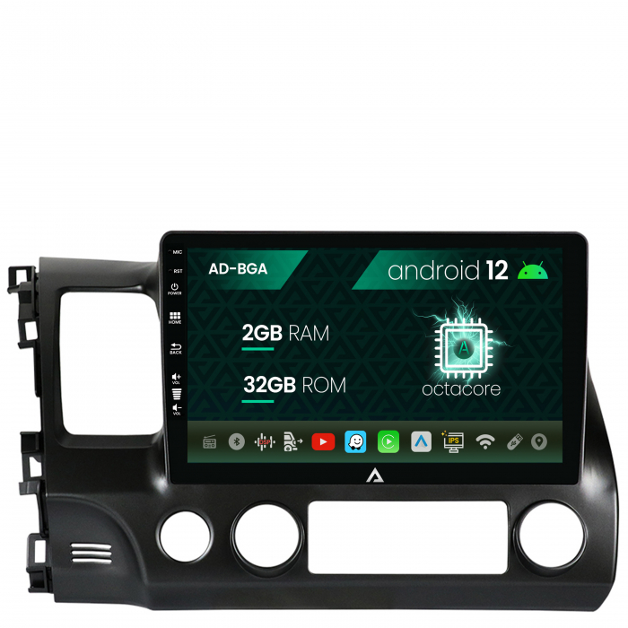 Navigatie Honda Civic (2005-2012), Android 13, A-Octacore 2GB RAM + 32GB ROM, 10.1 Inch - AD-BGA10002+AD-BGRKIT008