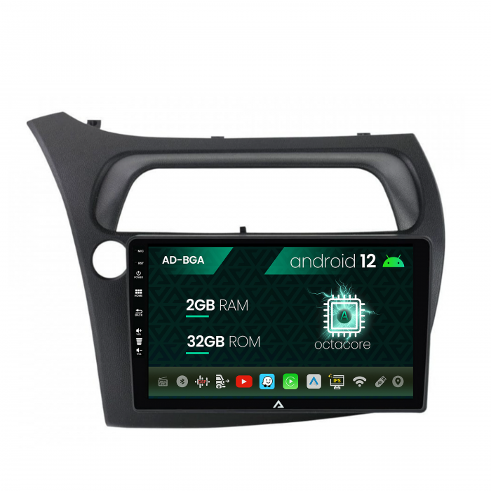 Navigatie Honda Civic Hatchback (2006-2011), Android 13, A-Octacore 2GB RAM + 32GB ROM, 9 Inch - AD-BGA9002+AD-BGRKIT020