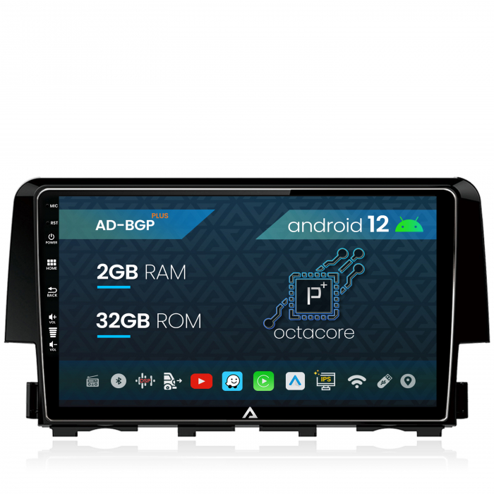 Navigatie Honda Civic (2015+), Android 12, P-Octacore 2GB RAM + 32GB ROM, 9 Inch - AD-BGP9002+AD-BGRKIT004