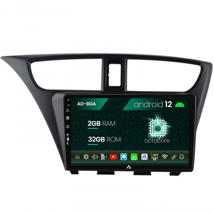 Navigatie Honda Civic Hatchback (2012-2015), Android 13, A-Octacore 2GB RAM + 32GB ROM, 9 Inch - AD-BGA9002+AD-BGRKIT019