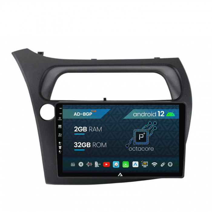 Navigatie Honda Civic Hatchback (2006-2011), Android 12, P-Octacore 2GB RAM + 32GB ROM, 9 Inch - AD-BGP9002+AD-BGRKIT020