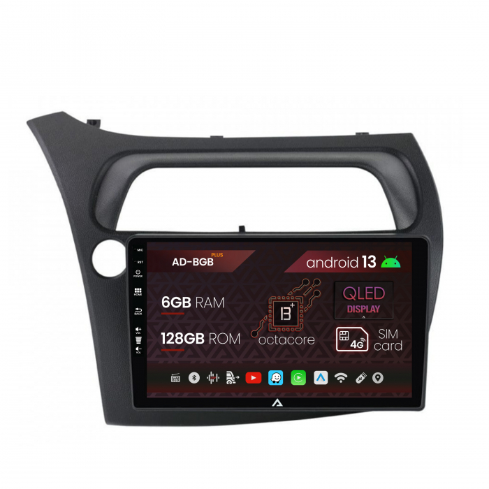 Navigatie Honda Civic Hatchback (2006-2011), Android 13, B-Octacore 6GB RAM + 128GB ROM, 9 Inch - AD-BGB9006+AD-BGRKIT020