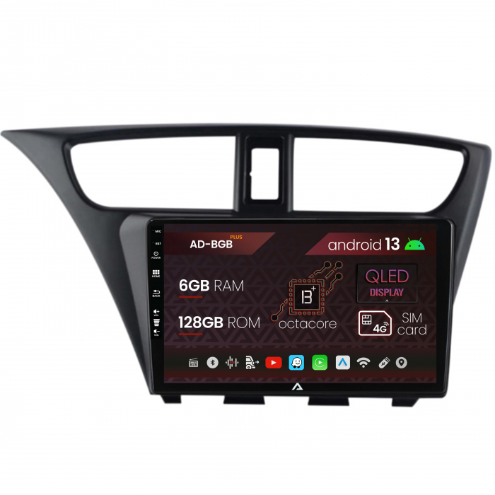 Navigatie Honda Civic Hatchback (2012-2015), Android 13, B-Octacore 6GB RAM + 128GB ROM, 9 Inch - AD-BGB9006+AD-BGRKIT019