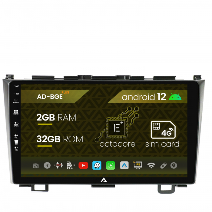 Navigatie Honda CRV (2006-2012), Android 12, E-Octacore   2GB RAM + 32GB ROM, 9 Inch - AD-BGE9002+AD-BGRKIT006