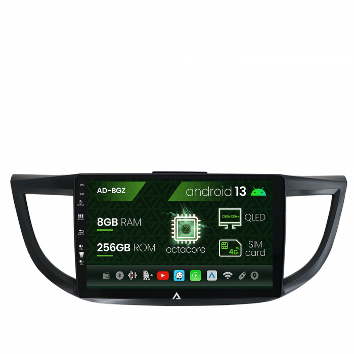 Navigatie Honda CRV (2011-2016), Android 13, Z-Octacore   8GB RAM + 256GB ROM, 9 Inch - AD-BGZ9008+AD-BGRKIT003