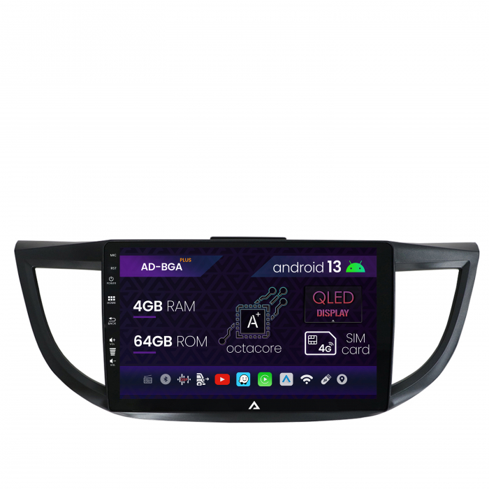 Navigatie Honda CRV (2011-2016), Android 13, A-Octacore 4GB RAM + 64GB ROM, 9 Inch - AD-BGA9004+AD-BGRKIT003