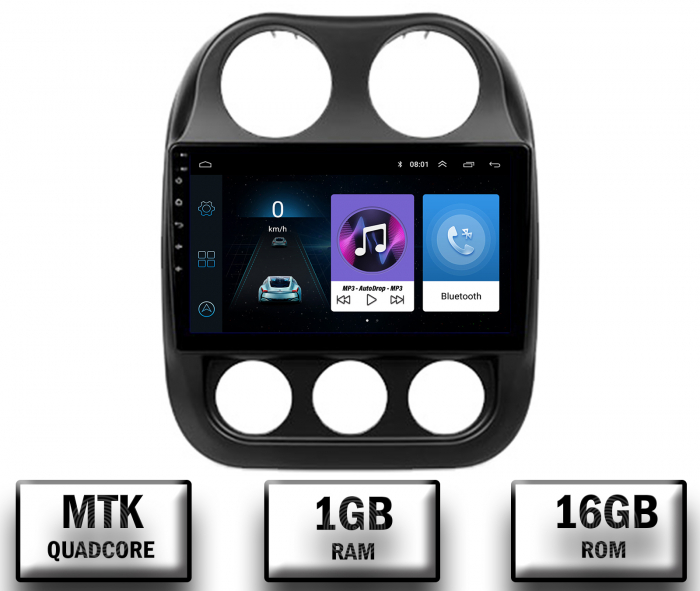 Navigatie Jeep Compass (2009-2016), Android 10, P-Quadcore 1GB RAM + 16GB ROM, 9 Inch - AD-BGP9001+AD-BGRKIT284