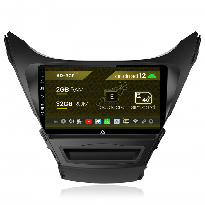 Navigatie Hyundai Elantra (2012-2014), Android 12, E-Octacore 2GB RAM + 32GB ROM, 9Inch - AD-BGE9002+AD-BGRKIT177