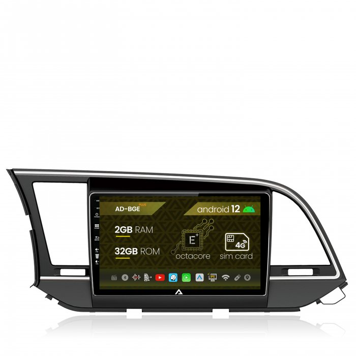 Navigatie Hyundai Elantra (2015-2018), Android 12, E-Octacore 2GB RAM + 32GB ROM, 9 Inch - AD-BGE9002+AD-BGRKIT180