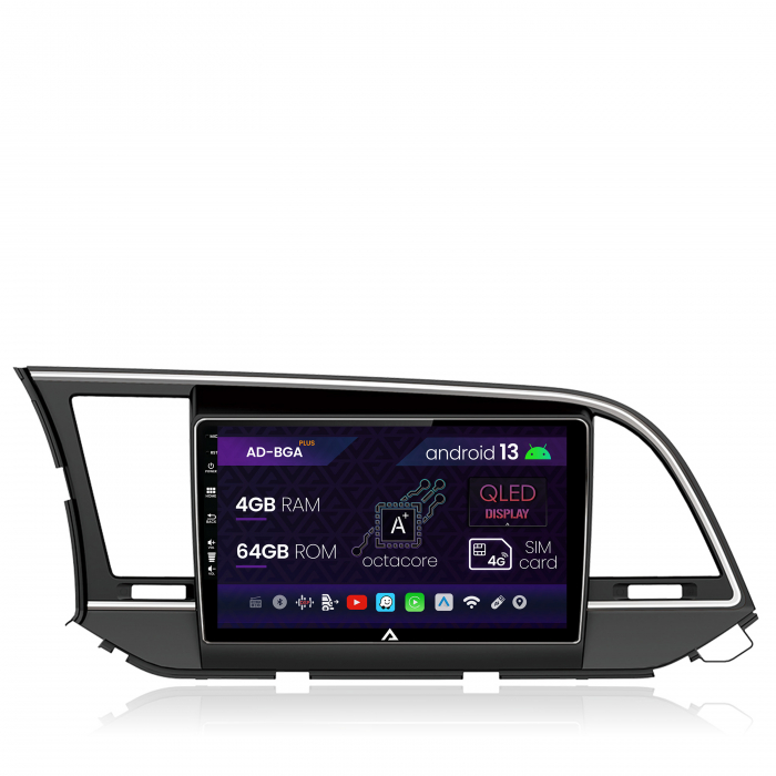 Navigatie Hyundai Elantra (2015-2018), Android 13, A-Octacore   4GB RAM + 64GB ROM, 9 Inch - AD-BGA9004+AD-BGRKIT180