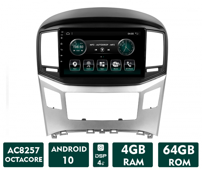 Navigatie Hyundai H1 (2016 - 2020), Android 13, A-Octacore 4GB RAM + 64GB ROM, 9 Inch - AD-BGA9004+AD-BGRKIT214