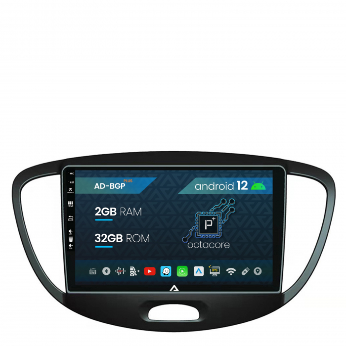 Navigatie Hyundai I10 (2007-2013), Android 12, P-Octacore 2GB RAM + 32GB ROM, 9 Inch - AD-BGP9002+AD-BGRKIT198