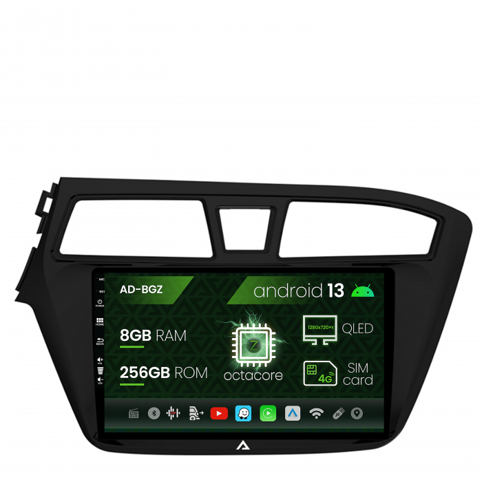 Navigatie Hyundai I20 (2014-2018), Android 13, Z-Octacore   8GB RAM + 256GB ROM, 9 Inch - AD-BGZ9008+AD-BGRKIT194