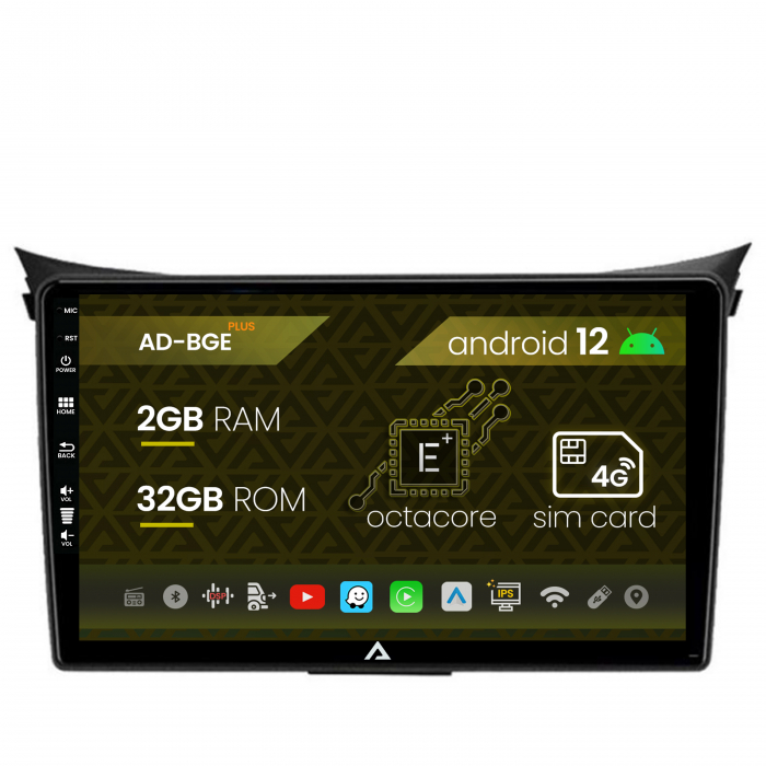 Navigatie Hyundai I30 (2012-2016), Android 12, E-Octacore   2GB RAM + 32GB ROM, 9 Inch - AD-BGE9002+AD-BGRKIT216V2