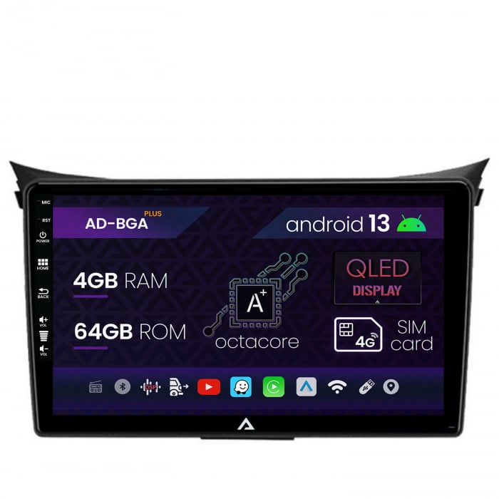 Navigatie Hyundai I30 (2012-2016), Android 13, A-Octacore   4GB RAM + 64GB ROM, 9 Inch - AD-BGA9004+AD-BGRKIT216V2