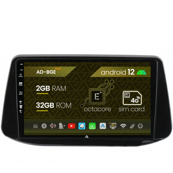 Navigatie Hyundai I30 (2017-Prezent), Android 12, E-Octacore 2GB RAM + 32GB ROM, 9 Inch - AD-BGE9002+AD-BGRKIT202