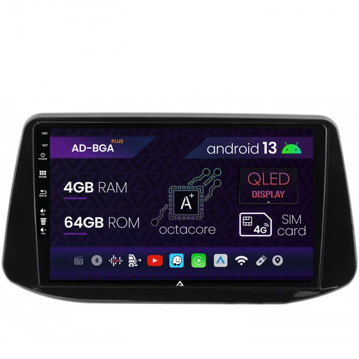 Navigatie Hyundai I30 (2017-Prezent), Android 13, A-Octacore   4GB RAM + 64GB ROM, 9 Inch - AD-BGA9004+AD-BGRKIT202