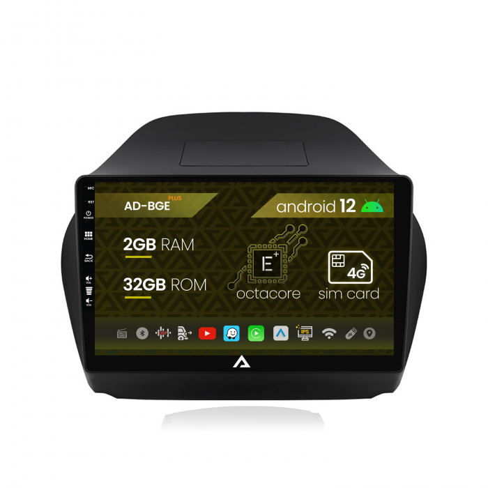 Navigatie Hyundai IX35 (2009-2015), Android 12, E-Octacore   2GB RAM + 32GB ROM, 10.1 Inch - AD-BGE10002+AD-BGRKIT189