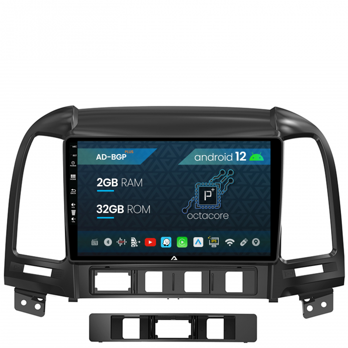 Navigatie Hyundai Santa Fe (2006-2012), Android 12, P-Octacore 2GB RAM + 32GB ROM, 9 Inch - AD-BGP9002+AD-BGRKIT210