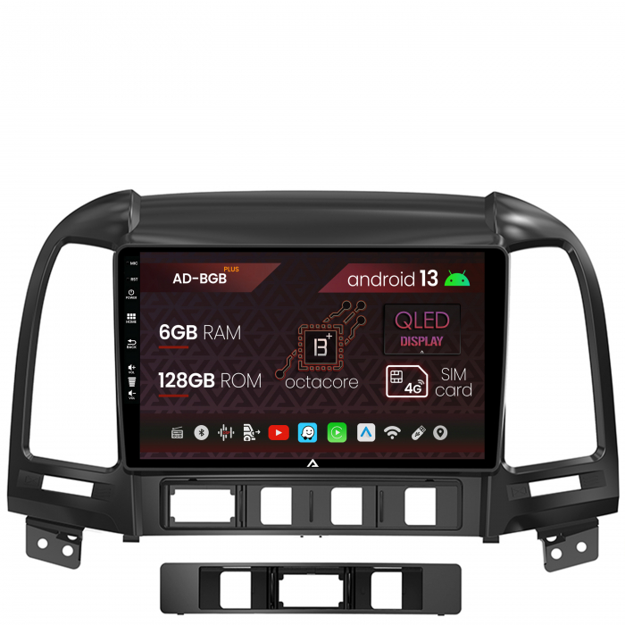 Navigatie Hyundai Santa Fe (2006-2012), Android 13, B-Octacore 6GB RAM + 128GB ROM, 9 Inch - AD-BGB9006+AD-BGRKIT210